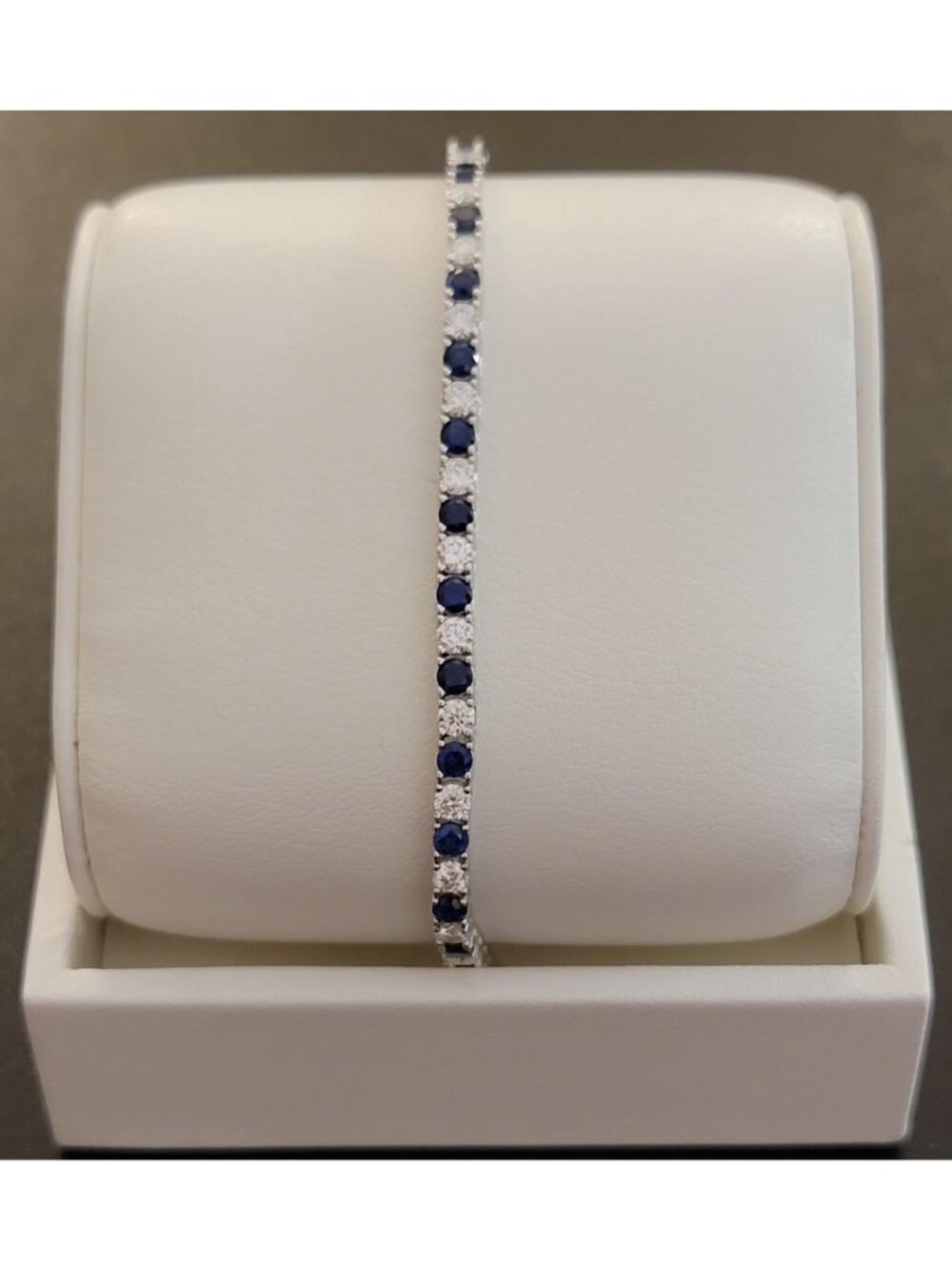 Lab Grown Sapphire & Moissanite Tennis Bracelet S925 5.9" 5.6cttw NWT